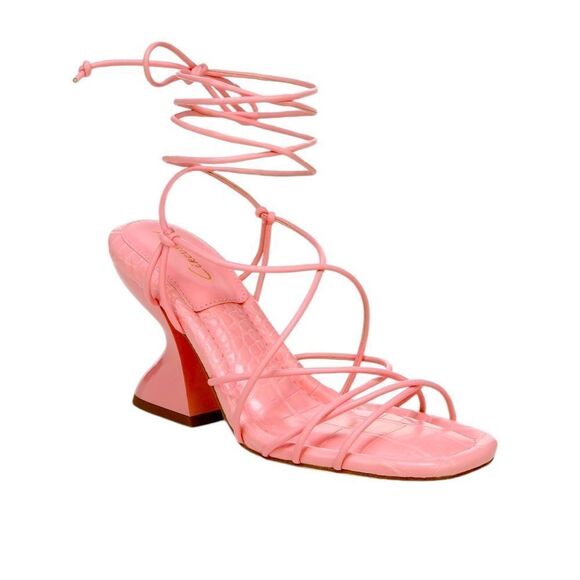 NWT CIRCUS NY BY SAM EDELMAN PINK BLANCHE LACE-UP SANDAL HEELS WOMENS SIZE 8 - Picture 1 of 11